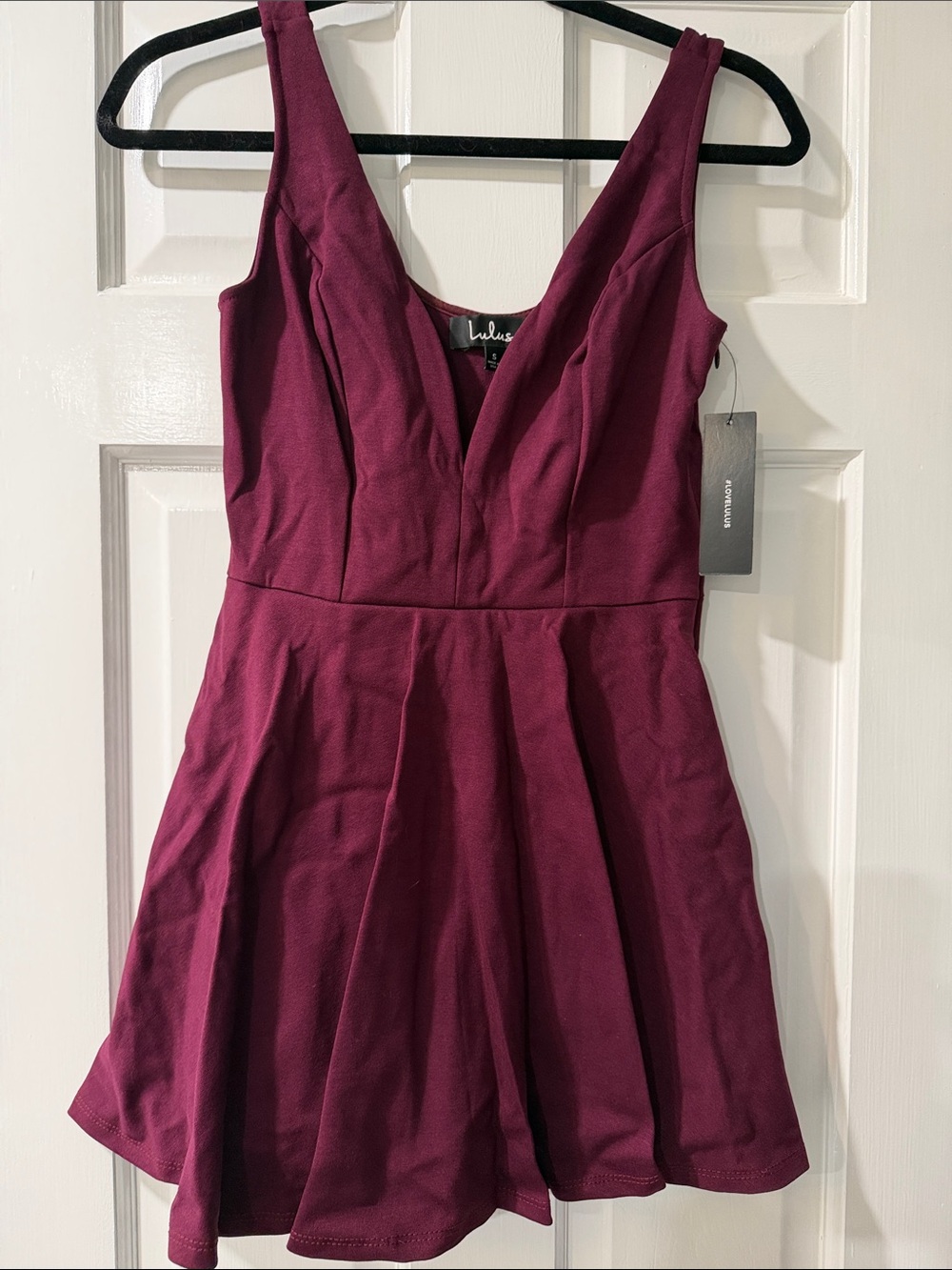 Lulu's Plum V-Neck Fit & Flare Mini Dress